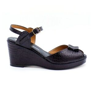 Re-mix vintage Paseo black croc sandal - 8.5
